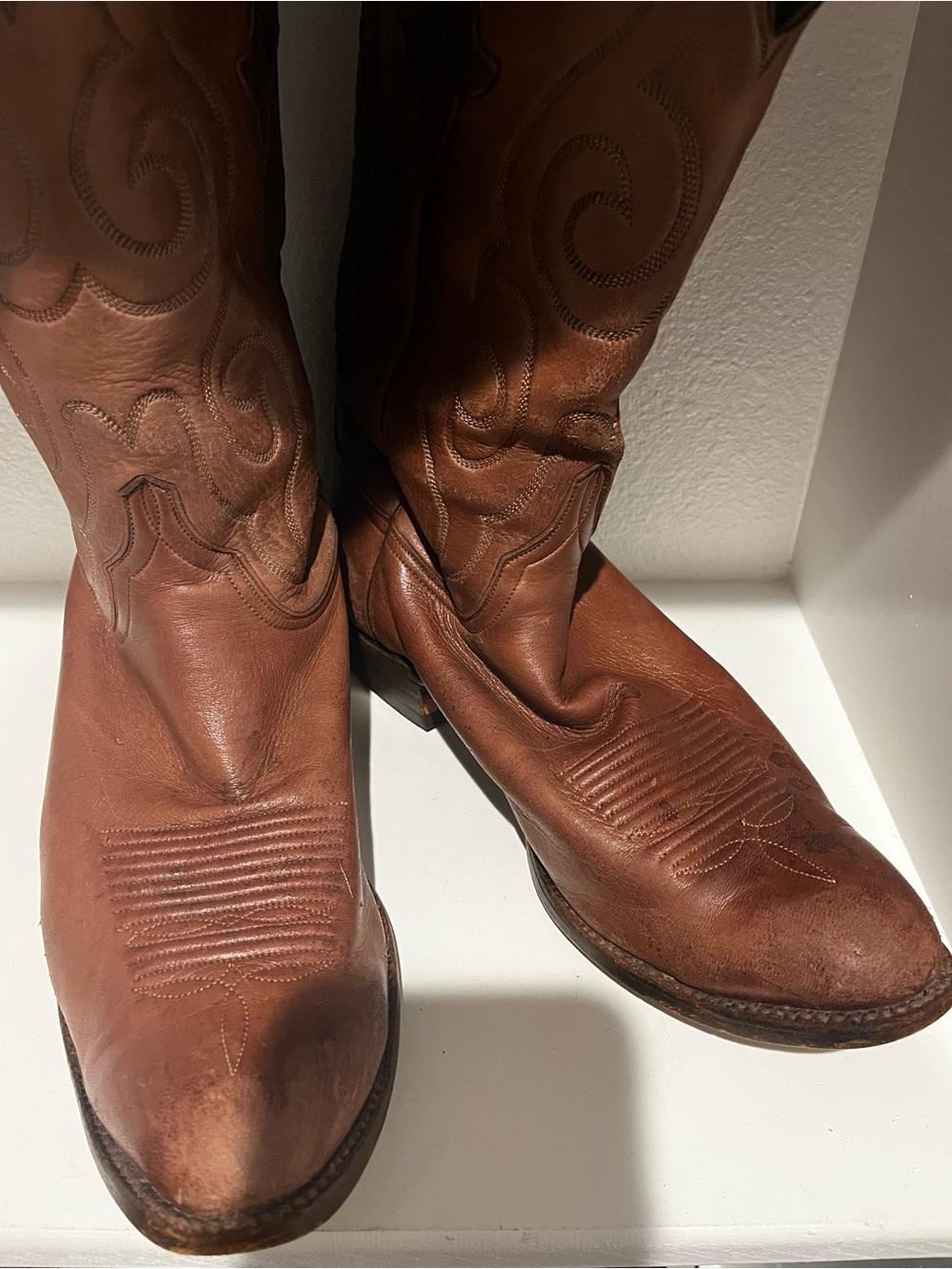 Vintage Brown Leather Oil Calf Lucchese Men’s Boots- 9 - Picture 5 of 8